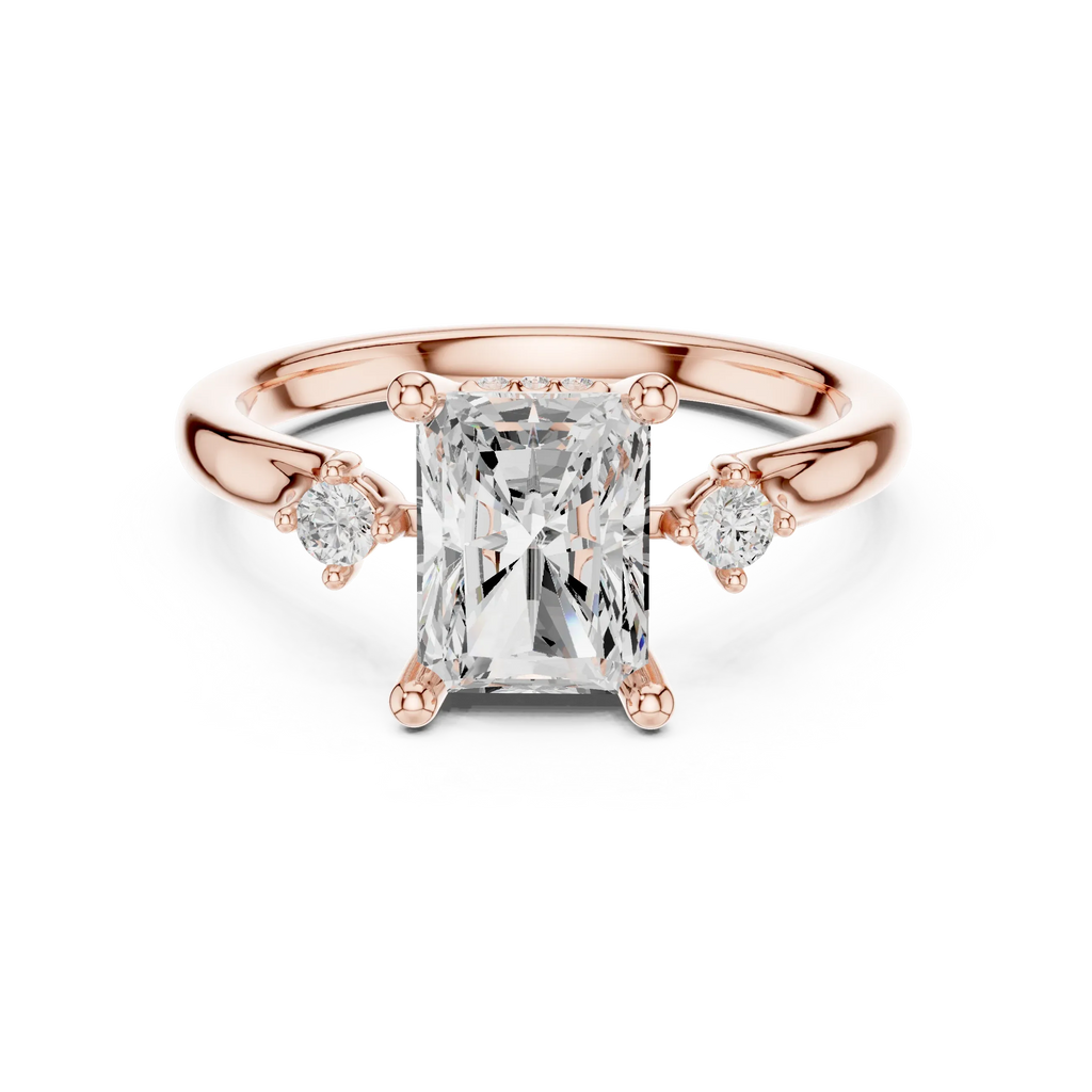 2.16 CT VVS D Color Radient Cut Three Stone Diamond Engagement Ring