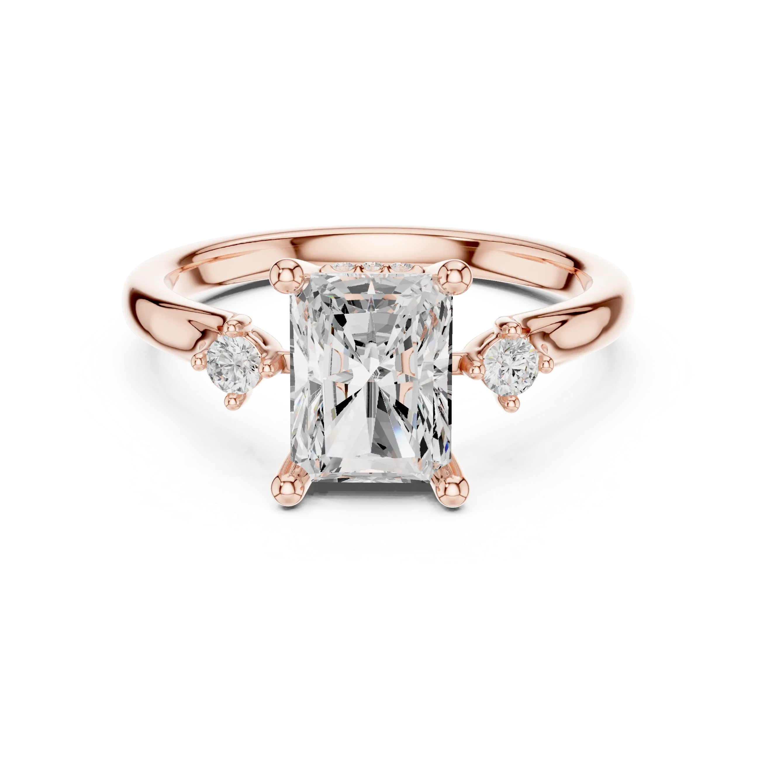 2.16 CT VVS D Color Radient Cut Three Stone Diamond Engagement Ring