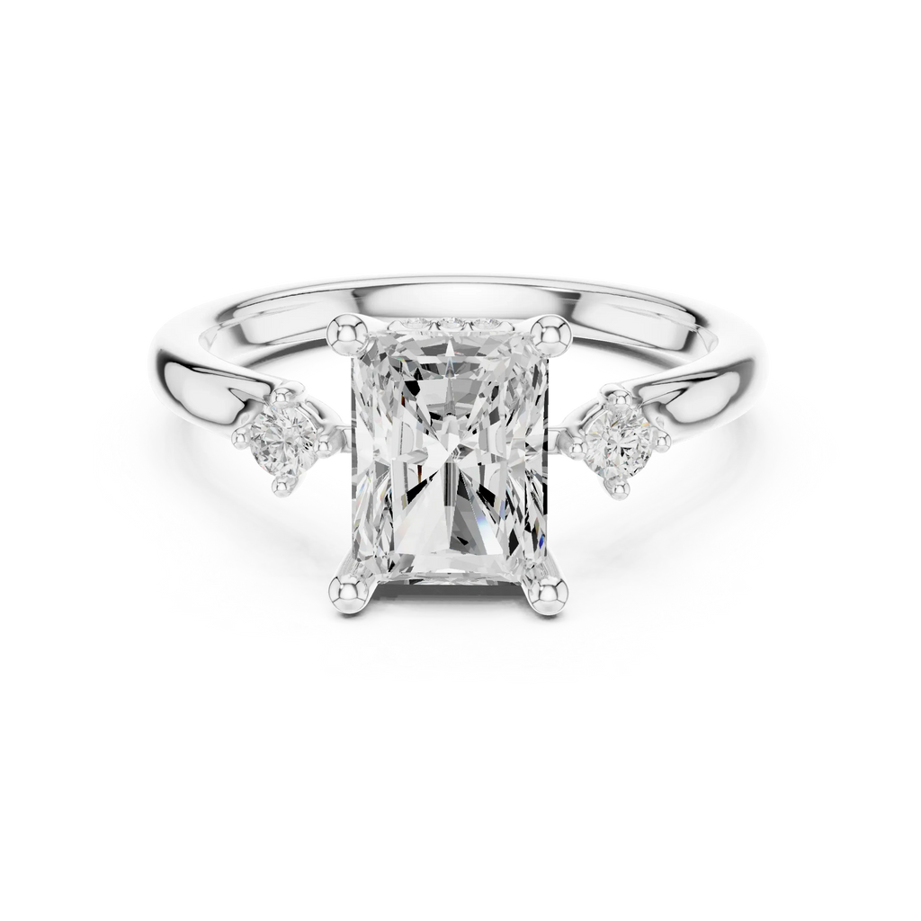 2.16 CT VVS D Color Radient Cut Three Stone Diamond Engagement Ring