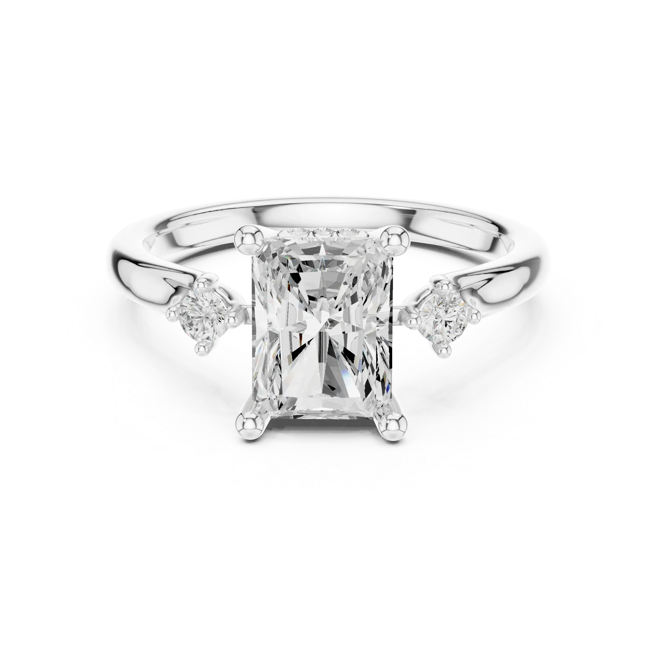 2.16 CT VVS D Color Radient Cut Three Stone Diamond Engagement Ring