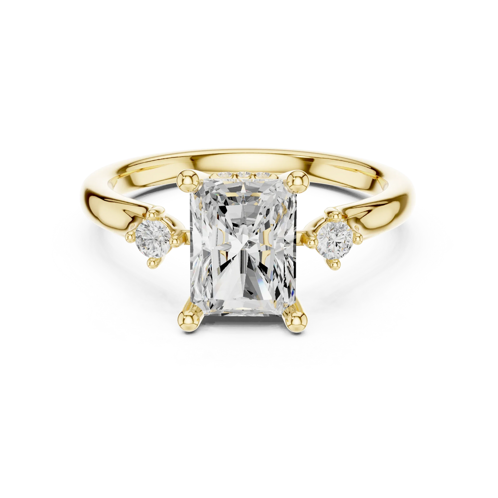 2.16 CT VVS D Color Radient Cut Three Stone Diamond Engagement Ring