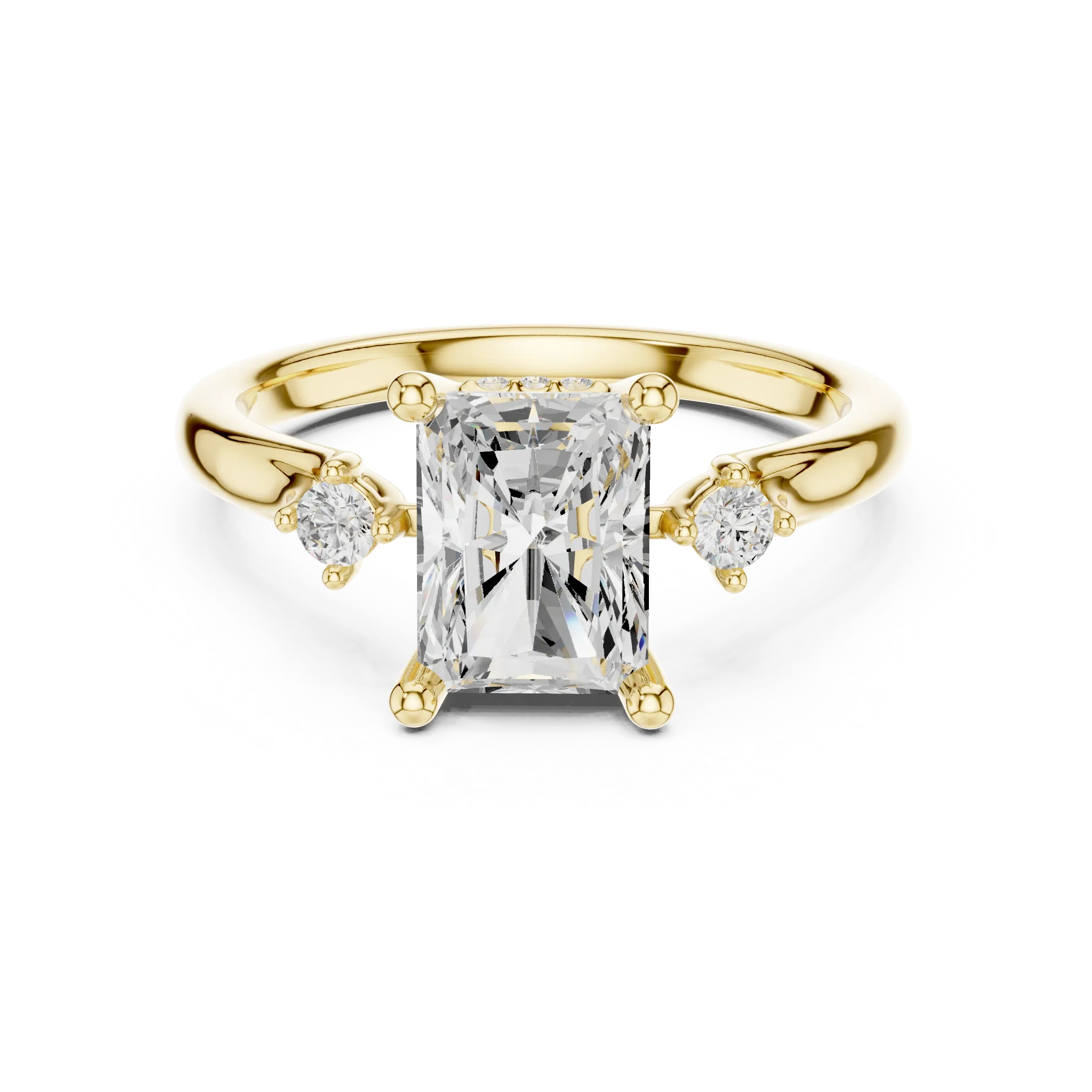 2.16 CT VVS D Color Radient Cut Three Stone Diamond Engagement Ring