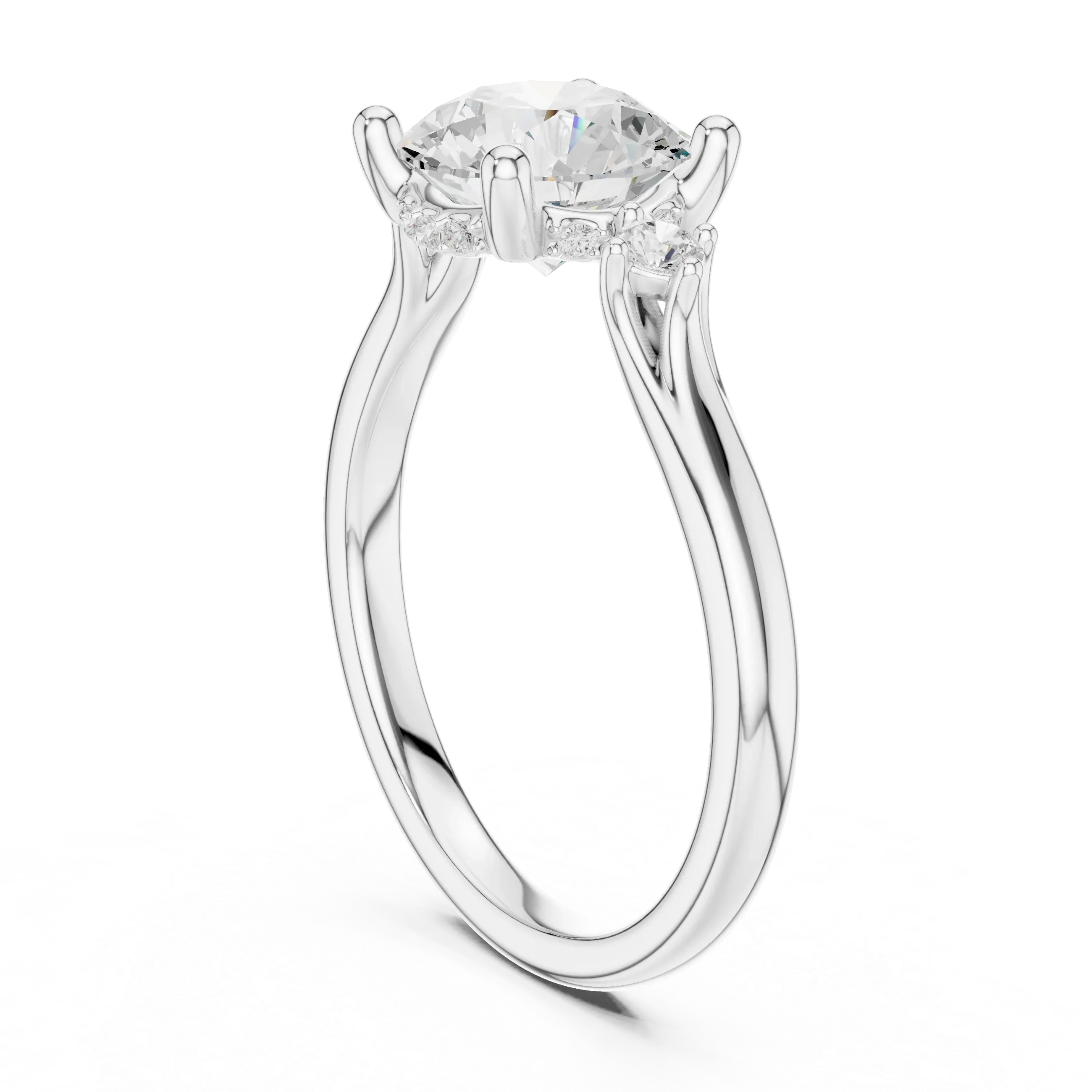 2.16 CT VVS D Color Round Cut Three Stone Diamond Engagement Ring