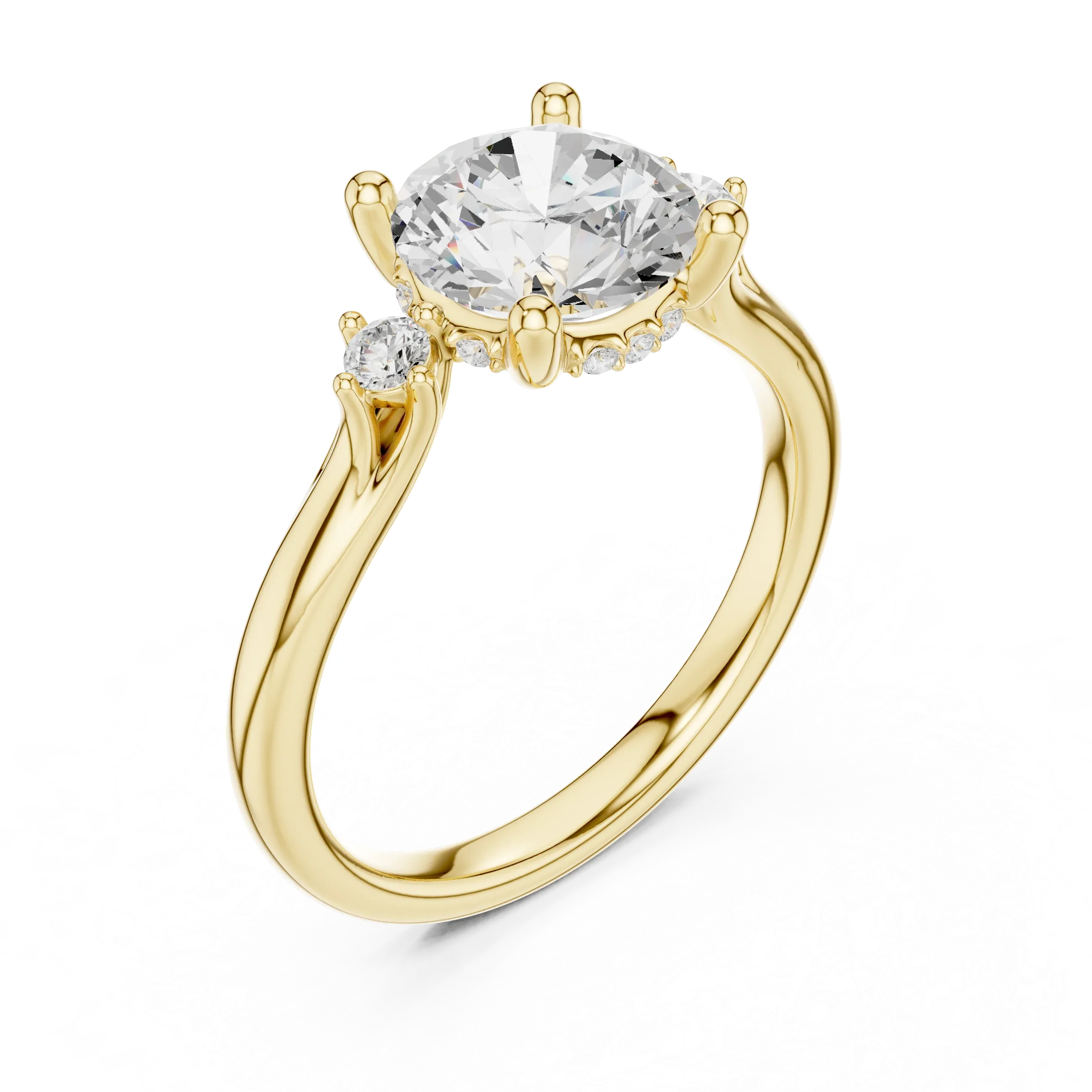 2.16 CT VVS D Color Round Cut Three Stone Diamond Engagement Ring