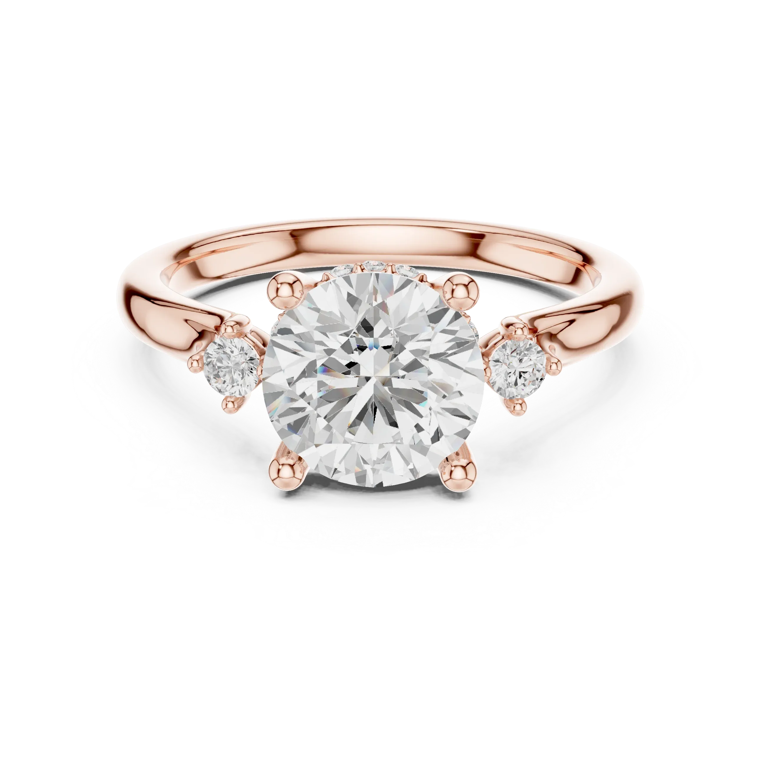 2.16 CT VVS D Color Round Cut Three Stone Diamond Engagement Ring