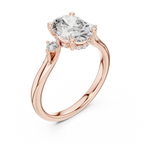 18K Gold Three-Stone Oval Moissanite Engagement Ring Handcrafted VVS1