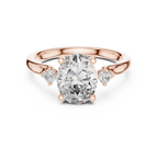 18K Gold Three-Stone Oval Moissanite Engagement Ring Handcrafted VVS1