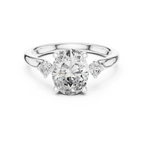 18K Gold Three-Stone Oval Moissanite Engagement Ring Handcrafted VVS1