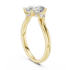 18K Gold Three-Stone Oval Moissanite Engagement Ring Handcrafted VVS1