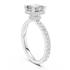 2.17 CT Asscher Cut Lab Grown Hidden Halo Pave Set 14K Gold Engagement Ring