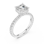 2.17 CT Asscher Cut Lab Grown Hidden Halo Pave Set 14K Gold Engagement Ring