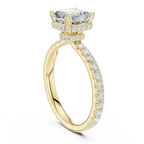 2.17 CT Asscher Cut Lab Grown Hidden Halo Pave Set 14K Gold Engagement Ring