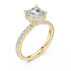 2.17 CT Asscher Cut Lab Grown Hidden Halo Pave Set 14K Gold Engagement Ring
