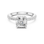 2.17 CT Asscher Cut Lab Grown Hidden Halo Pave Set 14K Gold Engagement Ring
