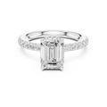 2.17 CT Emerald Cut Lab Grown Hidden Halo Pave Set 14K Gold Engagement Ring