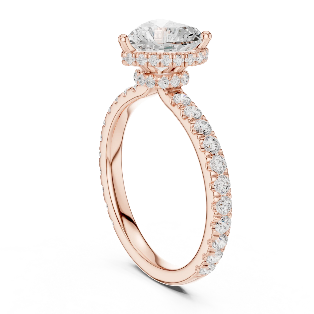 2.17 CT Heart Cut Lab Grown Hidden Halo Pave Set 14K Gold Engagement Ring