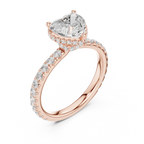 2.17 CT Heart Cut Lab Grown Hidden Halo Pave Set 14K Gold Engagement Ring