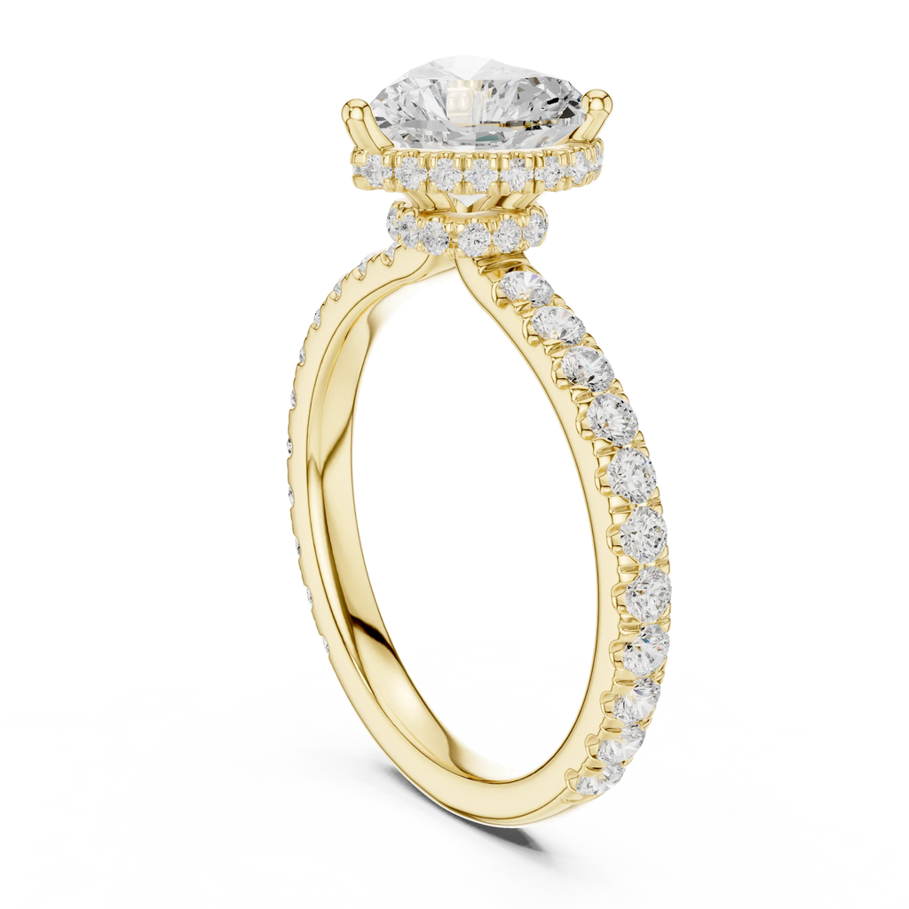 2.17 CT Heart Cut Lab Grown Hidden Halo Pave Set 14K Gold Engagement Ring