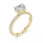 2.17 CT Heart Cut Lab Grown Hidden Halo Pave Set 14K Gold Engagement Ring