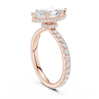 2.17 CT Marquise Cut Lab Grown Hidden Halo Pave Set 14K Gold Engagement Ring