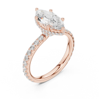 2.17 CT Marquise Cut Lab Grown Hidden Halo Pave Set 14K Gold Engagement Ring