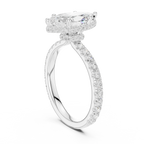 2.17 CT Marquise Cut Lab Grown Hidden Halo Pave Set 14K Gold Engagement Ring