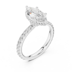 2.17 CT Marquise Cut Lab Grown Hidden Halo Pave Set 14K Gold Engagement Ring