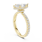 2.17 CT Marquise Cut Lab Grown Hidden Halo Pave Set 14K Gold Engagement Ring