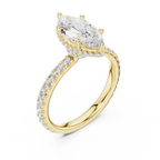2.17 CT Marquise Cut Lab Grown Hidden Halo Pave Set 14K Gold Engagement Ring