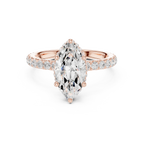 2.17 CT Marquise Cut Lab Grown Hidden Halo Pave Set 14K Gold Engagement Ring