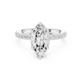 2.17 CT Marquise Cut Lab Grown Hidden Halo Pave Set 14K Gold Engagement Ring