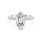 2.17 CT Marquise Cut Lab Grown Hidden Halo Pave Set 14K Gold Engagement Ring