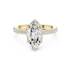 2.17 CT Marquise Cut Lab Grown Hidden Halo Pave Set 14K Gold Engagement Ring