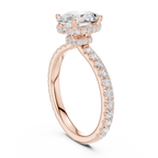 2.17 CT Oval Cut Lab Grown Hidden Halo Pave Set 14K Gold Engagement Ring