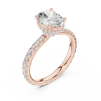 2.17 CT Oval Cut Lab Grown Hidden Halo Pave Set 14K Gold Engagement Ring