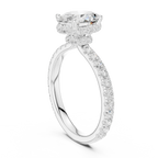 2.17 CT Oval Cut Lab Grown Hidden Halo Pave Set 14K Gold Engagement Ring
