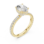 2.17 CT Oval Cut Lab Grown Hidden Halo Pave Set 14K Gold Engagement Ring