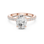 2.17 CT Oval Cut Lab Grown Hidden Halo Pave Set 14K Gold Engagement Ring