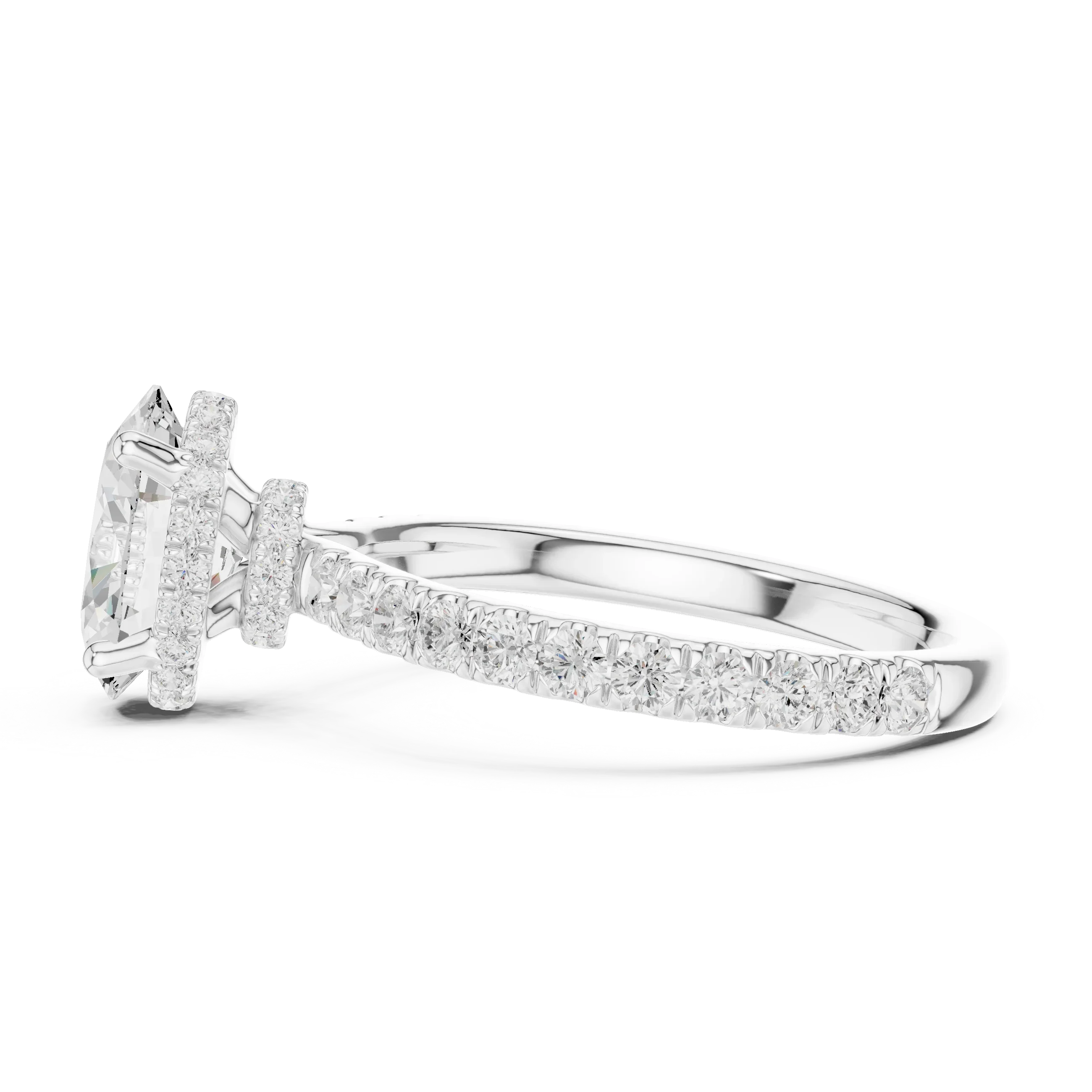 2.17 CT Oval Cut Lab Grown Hidden Halo Pave Set 14K Gold Engagement Ring