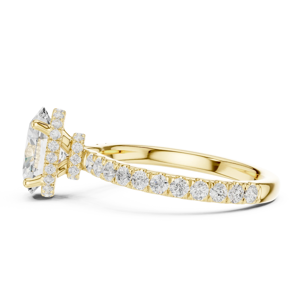 2.17 CT Oval Cut Lab Grown Hidden Halo Pave Set 14K Gold Engagement Ring