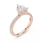 2.17 CT Pear Cut Lab Grown Hidden Halo Pave Set 14K Gold Engagement Ring