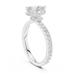 2.17 CT Pear Cut Lab Grown Hidden Halo Pave Set 14K Gold Engagement Ring