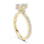 2.17 CT Pear Cut Lab Grown Hidden Halo Pave Set 14K Gold Engagement Ring