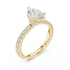 2.17 CT Pear Cut Lab Grown Hidden Halo Pave Set 14K Gold Engagement Ring
