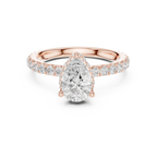 2.17 CT Pear Cut Lab Grown Hidden Halo Pave Set 14K Gold Engagement Ring