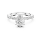 2.17 CT Pear Cut Lab Grown Hidden Halo Pave Set 14K Gold Engagement Ring