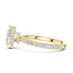 2.17 CT Pear Cut Lab Grown Hidden Halo Pave Set 14K Gold Engagement Ring