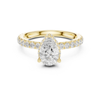 2.17 CT Pear Cut Lab Grown Hidden Halo Pave Set 14K Gold Engagement Ring