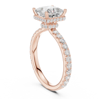 2.17 CT Princess Cut Lab Grown Hidden Halo Pave Set 14K Gold Engagement Ring