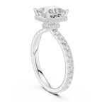2.17 CT Princess Cut Lab Grown Hidden Halo Pave Set 14K Gold Engagement Ring